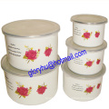 enamel bowl sets with PP lid and mirror polish